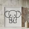 Cute Elephant In PDF And PNG