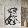 Sitting Miniature Schnauzer Stencil