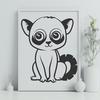 Beautiful Lemur Simple Line Drawing In PNG For Free Download