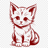 Sitting Kitten Artwork - Free PNG