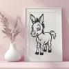 Stunning Standing Donkey Printable Artwork