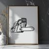 Chainsaw Illustration for Design Projects A detailed illustration of a chainsaw, ideal for crafting or design projects requiring precision cutting.