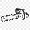 A digital illustration of a chainsaw tool with moving parts.