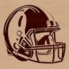 A vector graphic representation of a football and its protective gear, commonly used in American sports.