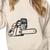 Digital Chainsaw Graphic with Moving Blades A chainsaw tool with moving blades, represented as a digital vector graphic.