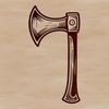 Traditional Wooden Axe Illustration A 2D illustration of a traditional axe with a wooden handle and metal head.