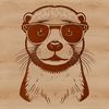 An otter wearing sunglasses in a cartoon style, suitable for vector art and clipart designs.