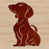 A sitting dachshund breed dog in a vector design.