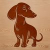 A cartoon dachshund sitting in a relaxed pose.