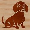Dachshund Silhouette A seated Dachshund dog sitting on the floor with its front paws folded under its chest.