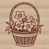 Vibrant Spring Daffodil in Basket A single daffodil flower standing in a simple woven basket, set against a natural background.