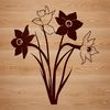 Elegant Green and Yellow Flower Graphic A single stem of the daffodil flower with yellow petals and green leaves, suitable for vector design.