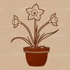 Green Thumb Delight Daffodil A single daffodil flower standing in a small pot on a green background.
