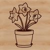 Vibrant Spring Floral A yellow daffodil flower standing tall in a small ceramic pot on a garden table.