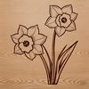 Golden Yellow Garden Delight A close-up illustration of a daffodil flower in full bloom, featuring long trumpet-shaped petals and golden yellow color.