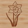 Bright Blooms SVG Clip Art A single blooming daffodil flower with yellow petals and green stem, suitable for clip art design.