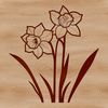 Delicate Floral Design SVG A detailed illustration of a single blooming daffodil flower in a natural setting.