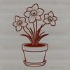 A close-up illustration of a daffodil flower in a small pot, suitable for various design applications.
