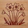 Yellow Trumpet Floral Illustration A realistic illustration of a daffodil plant with yellow trumpet-shaped flowers.