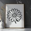 Bright Daisy Blooms on a Calming Blue Background A simple illustration of a white daisy with yellow center on a blue background.