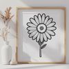 Pretty White Daisy Illustration Illustrated daisy flower with detailed petals and center.