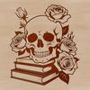 Spooky SVG Skull Design A stylized illustration of a skull with ornate details, suitable for Halloween-themed designs.