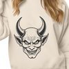 Winged Devil Icon Design A stylized illustration of the devil with horns and wings, suitable for Halloween designs and vector art projects.