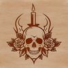 Gothic Skull Clip Art with Rose and Thorns A stylized Gothic-style skull with intricate details surrounded by a wreath of thorns and a single rose.