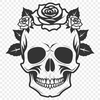 Beautiful SVG Skull Design with Rose Accents A detailed illustration of a Gothic-style skull adorned with intricate designs.