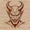 Mysterious Figure Icon A vector design depiction of Satan with a menacing expression.