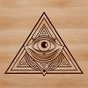 Illustrated witchcraft symbol featuring an eye surrounded by mystical elements.