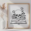 Free Gothic Style Clip Art A stylized Gothic-style skull with ornate details, suitable for printing or cutting.