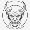 Satanic Symbol Icon A satanic figure with horns and a pitchfork, suitable for Halloween decorations or artwork.
