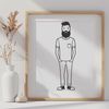 Dapper Gentleman Vector Illustration A detailed illustration of a male figure with facial hair, created using vector graphics.