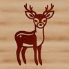 A simple line drawing of a cute deer with a playful expression.