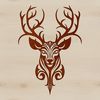Elegant Wildlife Silhouette An ornate design element featuring a stylized deer, suitable for various digital applications.