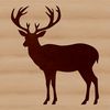 A simple line art illustration of a deer in silhouette form.