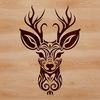 Ornate Deer Silhouette for Vector Use A stylized illustration of a deer's head with intricate details, suitable for vector design and cutting machine use.