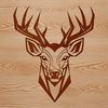 A detailed illustration of a wild deer's head with antlers.