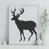 A simple silhouette of a deer against a transparent background.