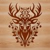 Wild Forest Icon - Decorative Deer Head A stylized illustration of a deer's head, suitable for digital design and craft projects.