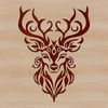 Wildlife Silhouette Decoration An ornate design featuring the profile of a wild animal, specifically a deer.