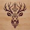 A detailed illustration of a wild animal's head, featuring a deer in ornate style.
