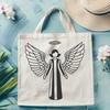 A graphic design of an angel with wings, created as a scalable vector graphic.