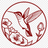 Whimsical Floral Bird in Flight A digital vector representation of a hummingbird in flight among flowers.