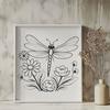 Free Vector Dragonfly Design with Unique Style A colorful dragonfly illustration made from floral elements.