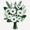 Whimsical Flower Arrangement Vector Art A stylized illustration of a floral arrangement featuring a mix of blooming flowers tied together with a ribbon.