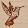 A stylized illustration of a hummingbird in mid-flight, featuring vibrant colors and delicate details.