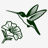 Floral Wildlife SVG Design Illustration of a hummingbird surrounded by flowers, created as a high-resolution SVG file.