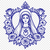 A stylized illustration of a heart with floral elements, commonly used in religious contexts.
